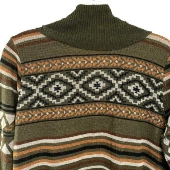 Allison Brittney Southwestern Aztec Long Cardigan Sweater Drape Open Front - Picture 7 of 9